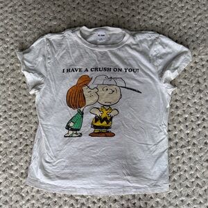 Peanuts White Tee with Charlie Brown Graphic